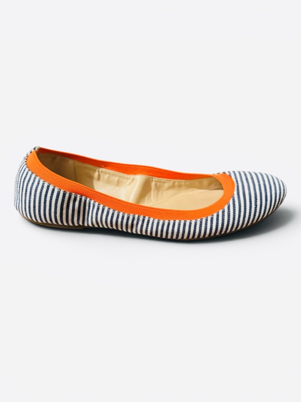 BCBGeneration Moneli-X Navy/White/Tangerine Striped Ballet Flat - Picture 5 of 11